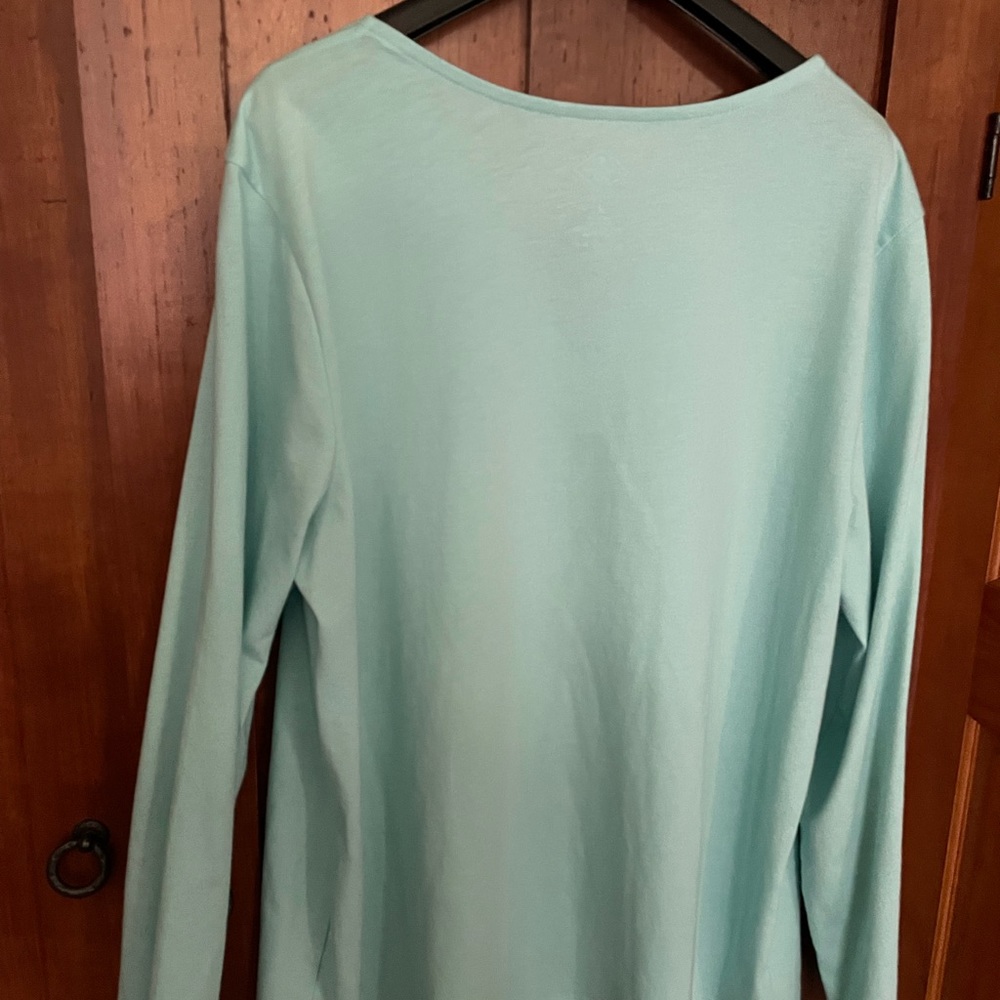 St Johns Bay Teal V-Neck Top Size 1X - Picture 2 of 3